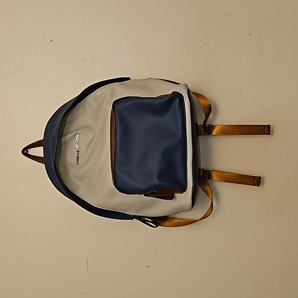 Adrienne Vittadini | Tan, Brown & Navy Blue Four Pocket Backpack - Picture 1 of 7